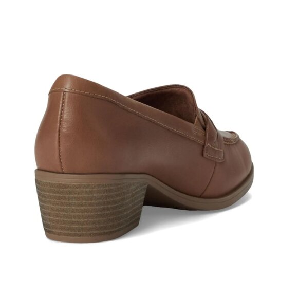 NEW CLARKS Leather Charlten Echo Heeled Comfort women Loafers  dark sand 725 4j2 - Picture 6 of 8